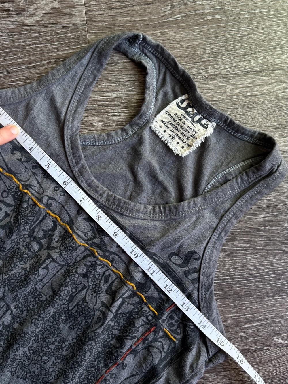 Sure Vintage Buddha Graphic Tank Top Gray Boho Festival 100% Cotton S - Picture 6 of 7